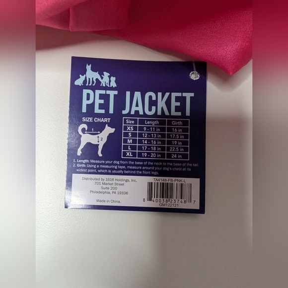 NWT Pet Windbreaker Jacket Large Pink and Yellow/Orange - Picture 8 of 8